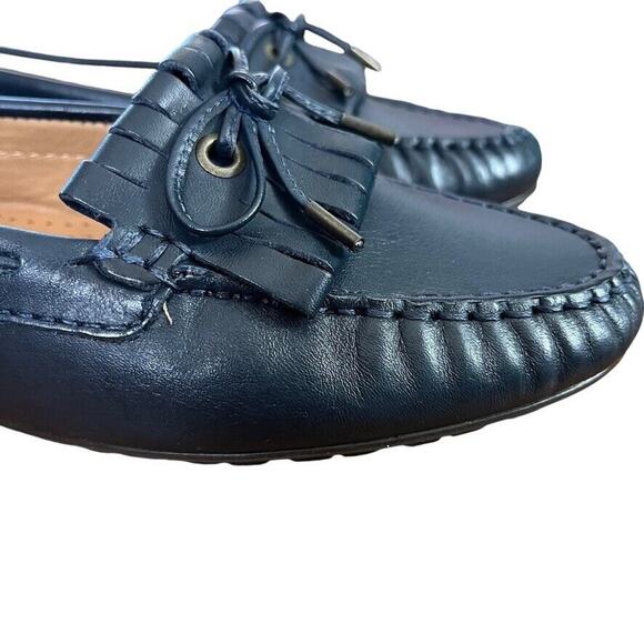 Sebago Meriden Kiltie Navy Leather Womens Driving Loafers Flats Slip On Shoes 10 - Picture 13 of 16